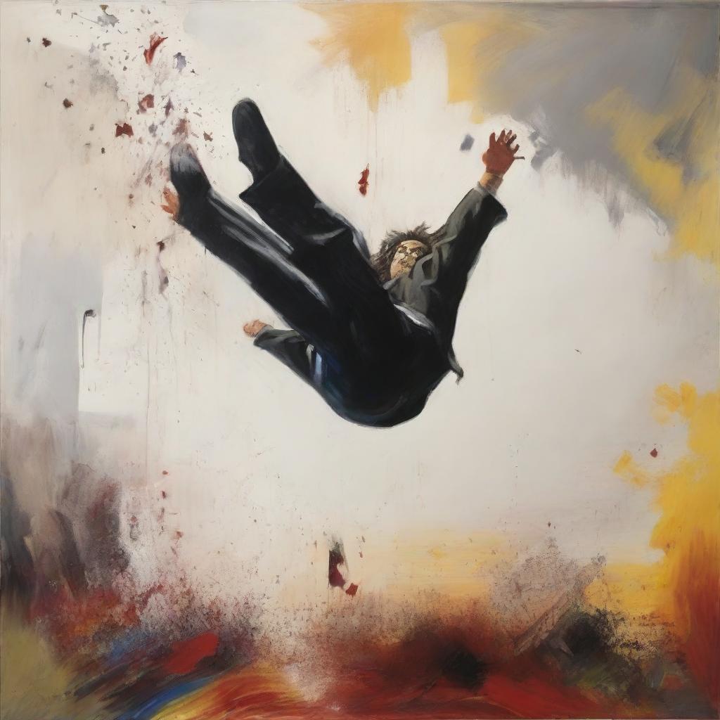 A painting portraying the concept of falling