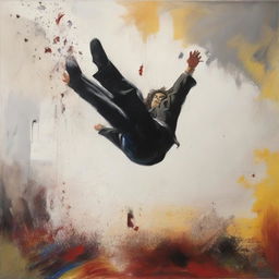 A painting portraying the concept of falling