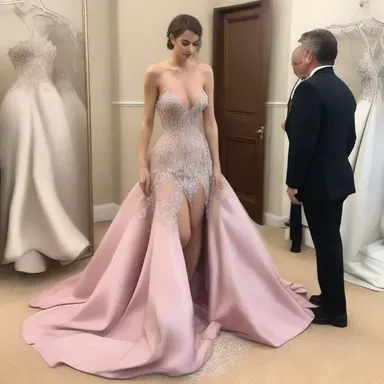She looked regretful as she realized her dress was completely out of style.