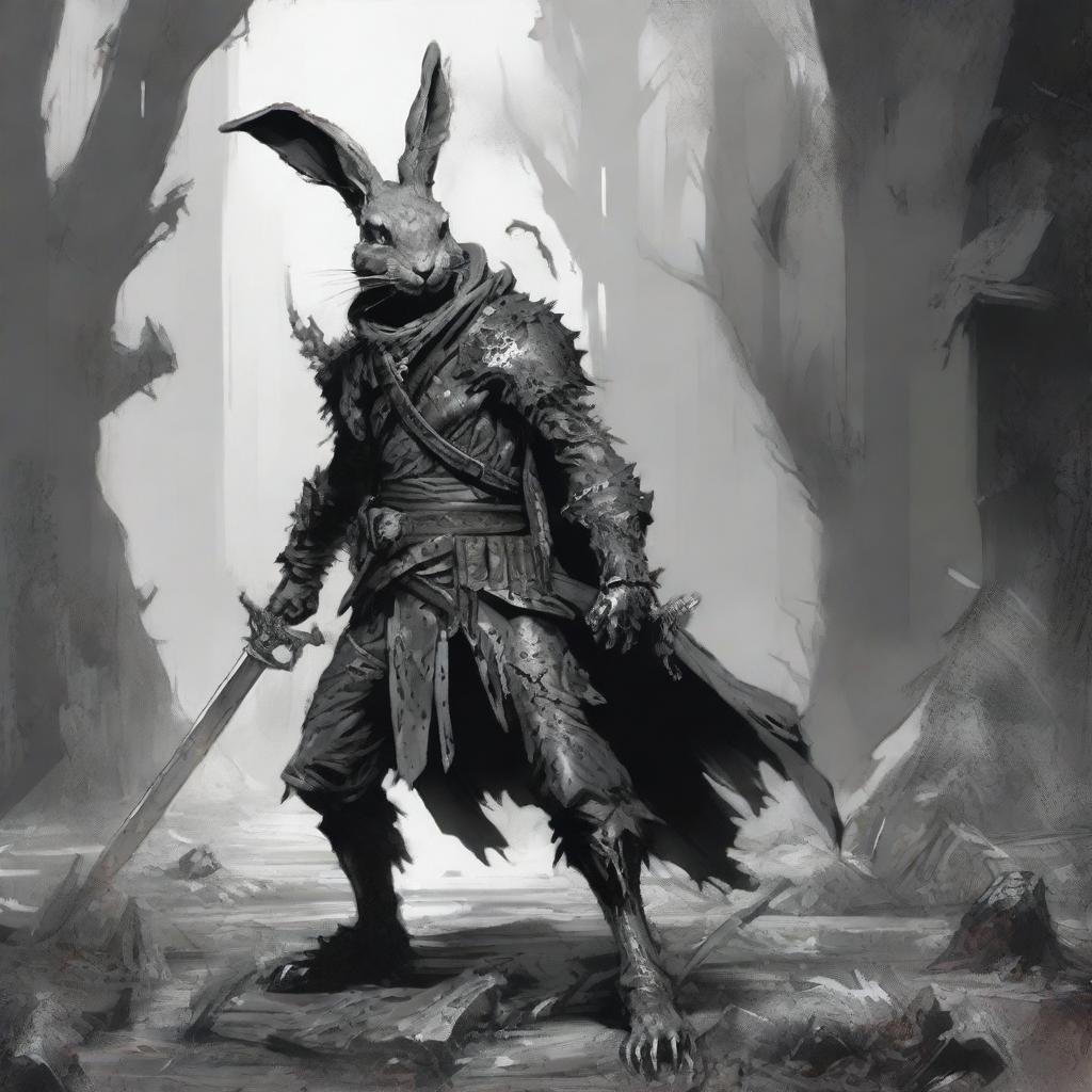 The digital art now displays a small yet detailed scene from Dungeons & Dragons, rendered in a monochrome palette of black and grey