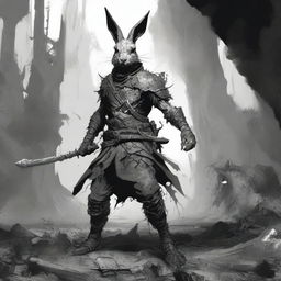 The digital art now displays a small yet detailed scene from Dungeons & Dragons, rendered in a monochrome palette of black and grey