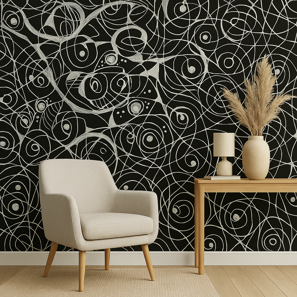PAPIER MURAL INTÉRIEUR MOTIFS DE  GRIBOUILLAGE NEUROGRAPHICA IMAGE EN CONTEXTE