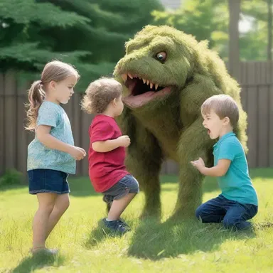 The children were flabbergasted when they discovered a magical creature in their backyard.