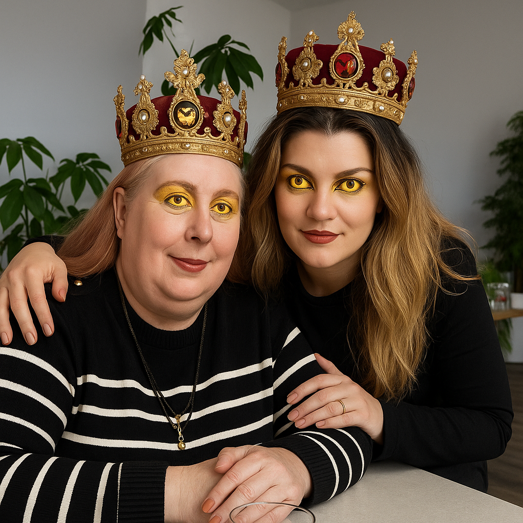 Queens kronen auf dem Kopf Uhu gott augen gold augen und M-A•Cximal Silky Matte Lipstick in Velvet Teddy God Mode Beide Ladys !