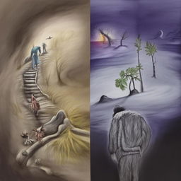 A painting illustrating the individual's life journey from the past through the present and into the future