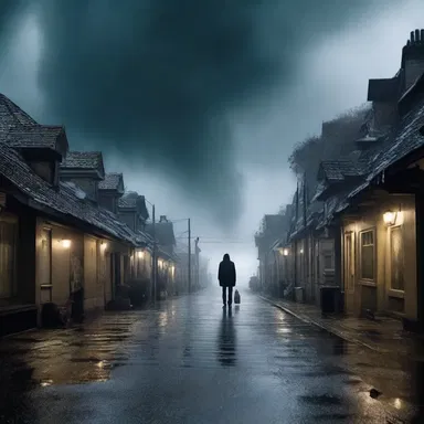 The horror movie depicted a terrifying scene where a squall tore through a quiet town.