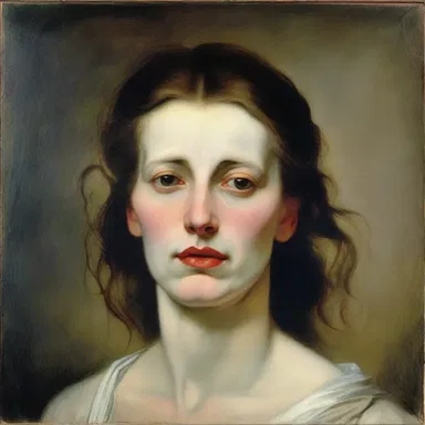 In the painting, the woman's face seems to squall with a mixture of pain and sorrow.