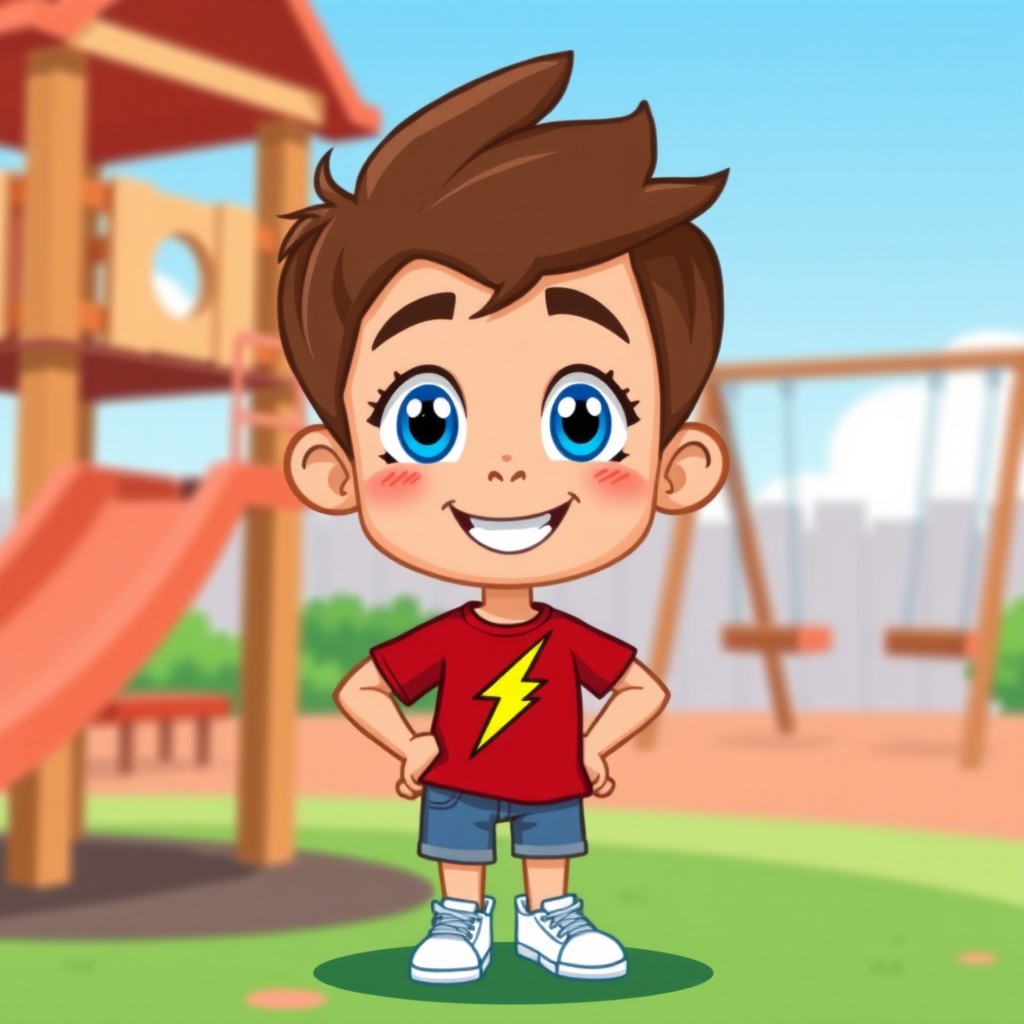A cute pixel art style character representing a young boy
