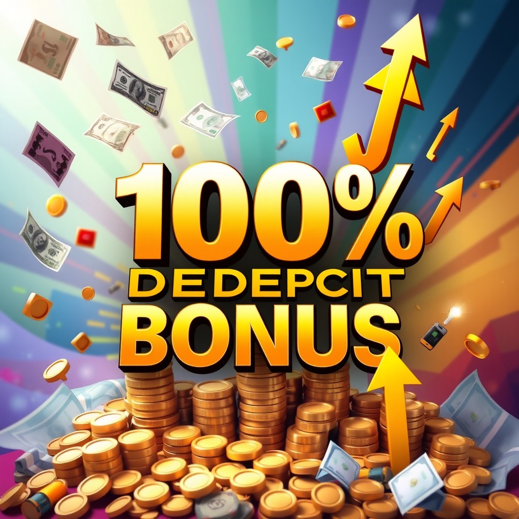 A visually appealing graphic showcasing the concept of a 100% Deposit Bonus