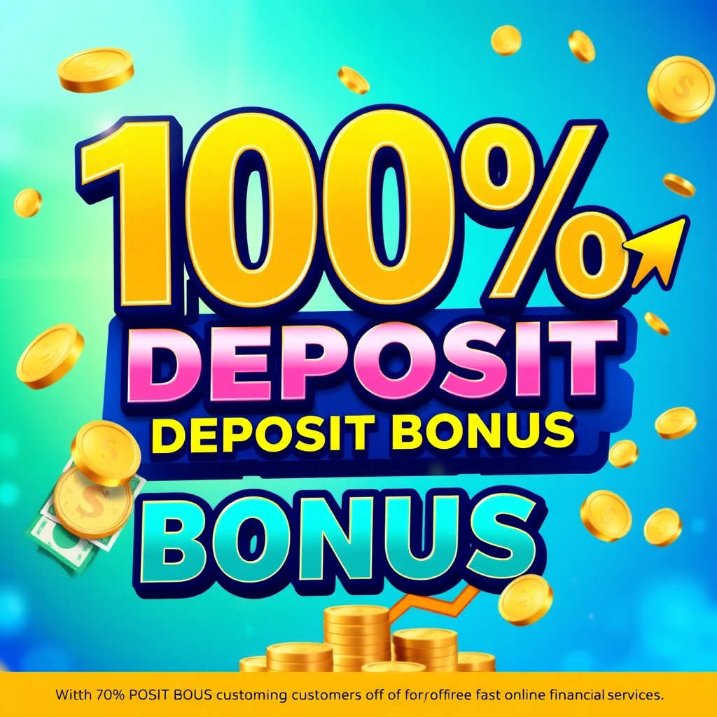 A captivating promotional graphic showcasing a '100% Deposit Bonus' offer