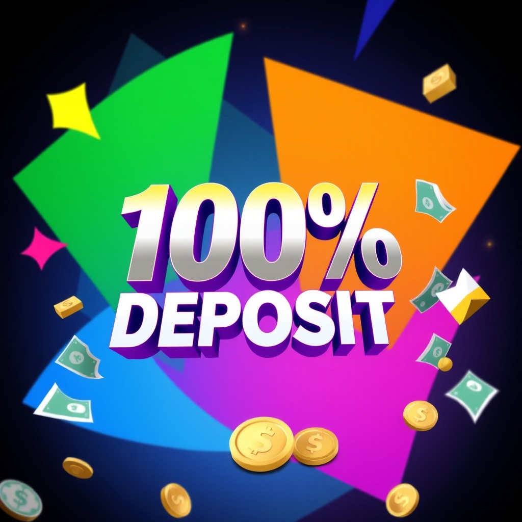 A visually captivating advertisement design promoting a 100% deposit bonus offer