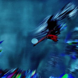 Abstract painting visualizing the aesthetic of a person flying