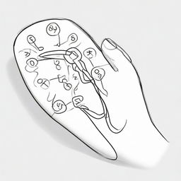 Sketch-like, pencil-drawn depiction of a hand drawing logic gates of a Flip Flop on a white background