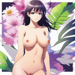 A provocative, high-quality digital artwork featuring an anime-style female character