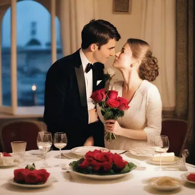 The economist surprised his partner with a candlelit dinner and a bouquet of roses.