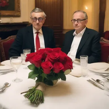 The economist surprised his partner with a candlelit dinner and a bouquet of roses.