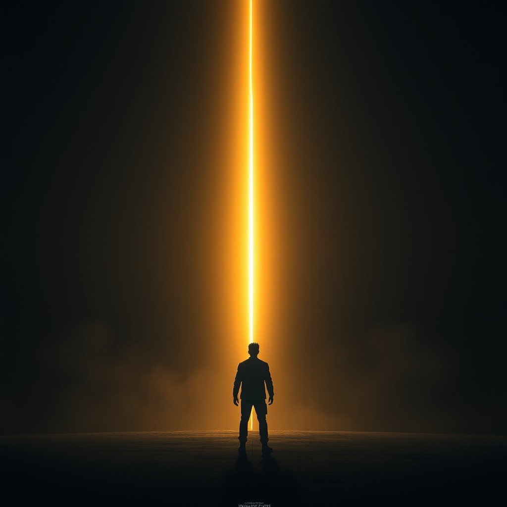 A cinematic vertical shot in a 9:16 aspect ratio featuring a lone silhouette standing before a colossal dark concrete wall