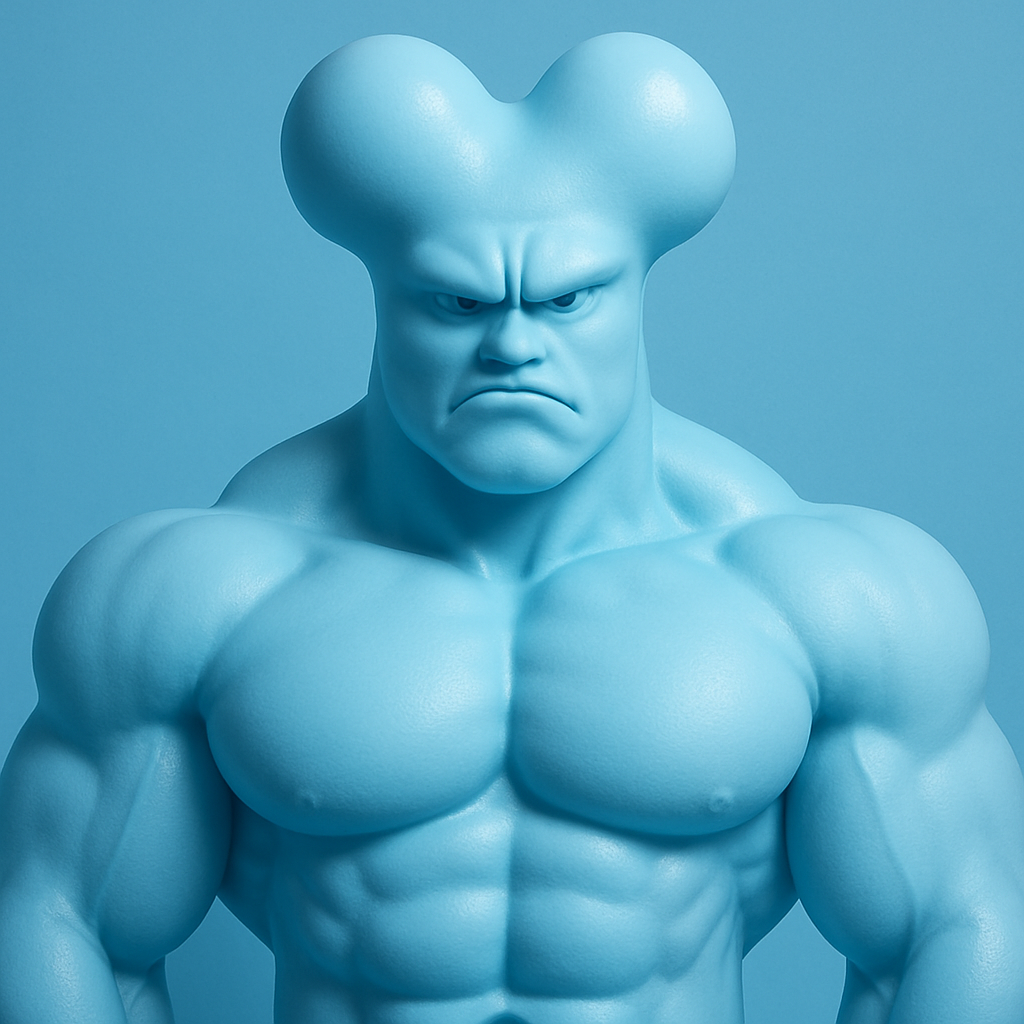 Erstelle einen riesen 🦴 blue collar wie im photo   der mit High testosteron und Hgh aufgepumpt ist smooth  wie ein big dig