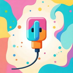 An illustration of a plug, depicted in a playful and cartoonish style