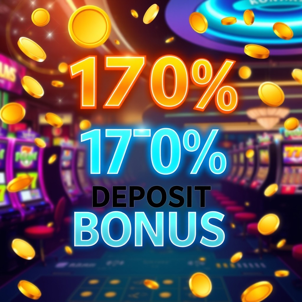 A vibrant and eye-catching promotional banner for an online casino featuring a 170% deposit bonus