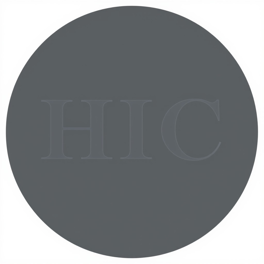 A logo design featuring the letters 'HIC' prominently displayed within a circle