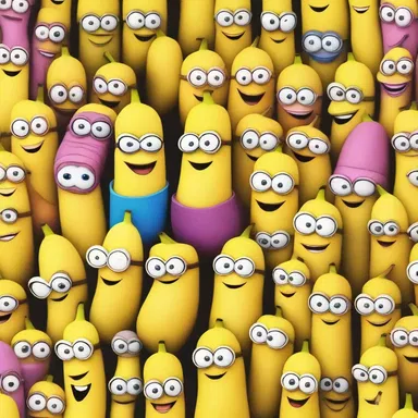 In a colorful animated world, the cartoon characters gather to average out the number of bananas they each have.