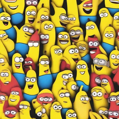 In a colorful animated world, the cartoon characters gather to average out the number of bananas they each have.