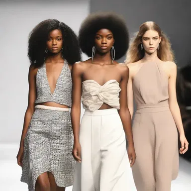 The fashion show featured a variety of unique and trendy styles that average out to create a cohesive collection.