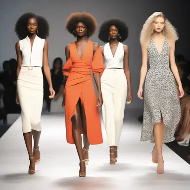 The fashion show featured a variety of unique and trendy styles that average out to create a cohesive collection.