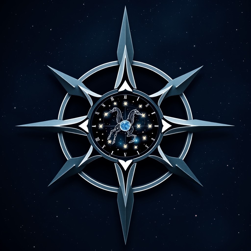 A visually striking design featuring a shuriken that doubles as a compass