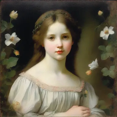 The painting beautifully captures the virtue of innocence by depicting a young woman symbolizing chastity.