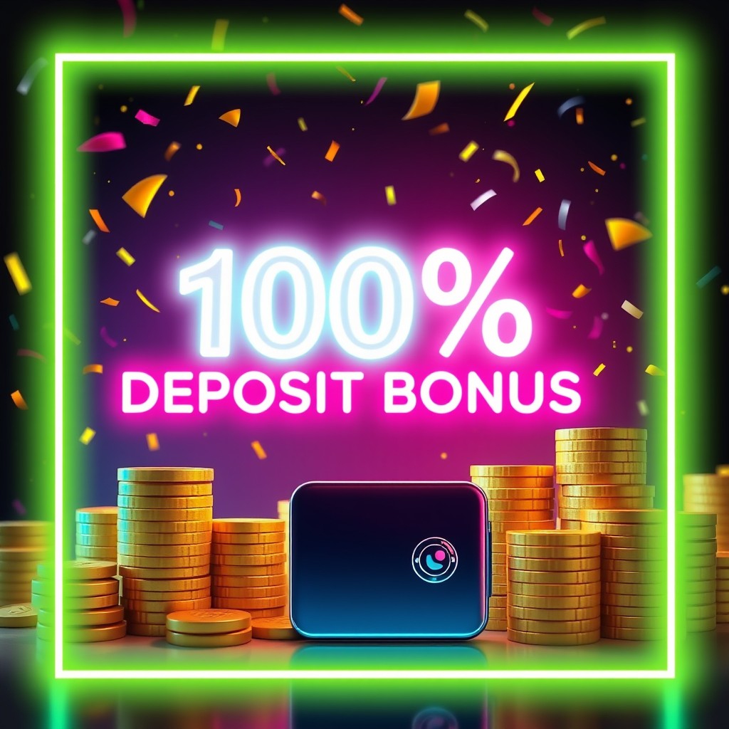 Visual representation of a 100% deposit bonus, featuring an eye-catching and vibrant scene