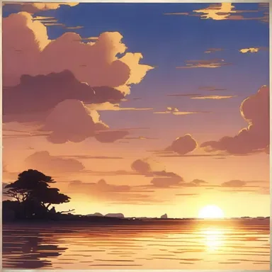 The artist used ocher paints to create a beautiful sunset scene in the anime.