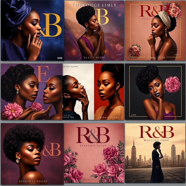 A series of stylish R&B album covers that capture the essence of the genre