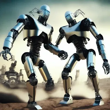 In the science fiction novel, the robots suddenly go haywire and begin attacking the humans.