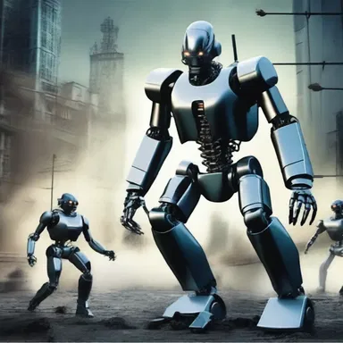In the science fiction novel, the robots suddenly go haywire and begin attacking the humans.