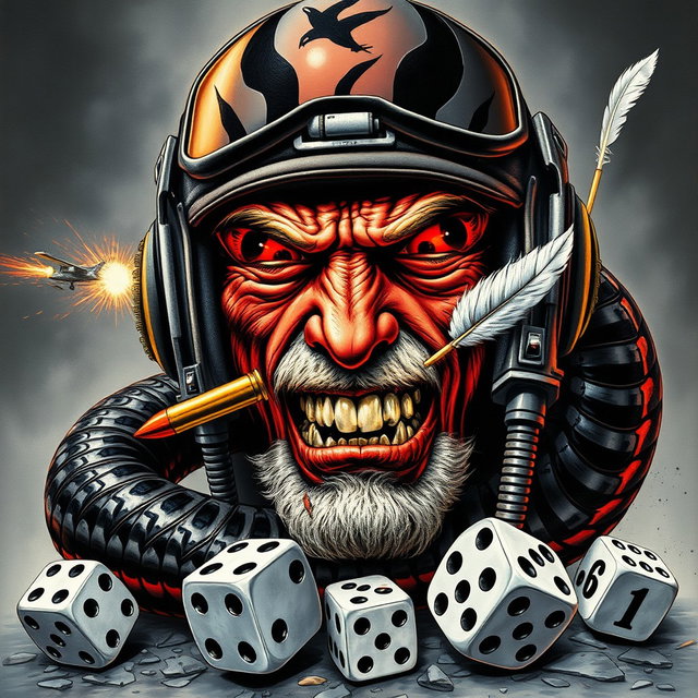 A 1980s heavy metal vinyl album cover art in the style of Derek Riggs, showcasing a dark comic book aesthetic