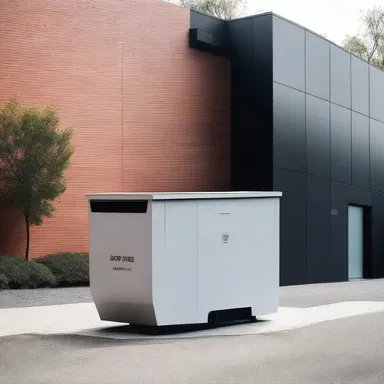 The sleek and modern dustcart design seamlessly blends with the minimalist aesthetic of the building's facade.