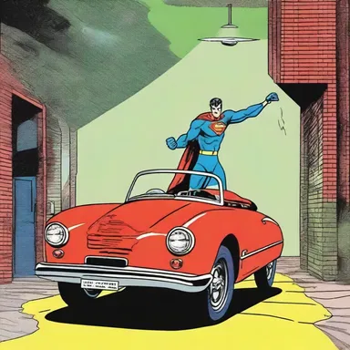 As the superhero prepared to leave, he pressed a button to undock his flying car from its secret underground lair.