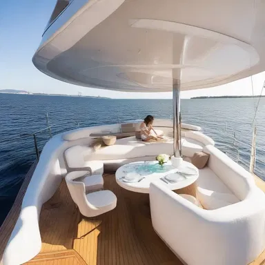 The luxurious yacht had a retractable platform that allowed guests to undock and access the water easily.