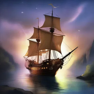 In the magical world, the enchanted ship undocked on its own and sailed through the air, guided by the wind sprites.