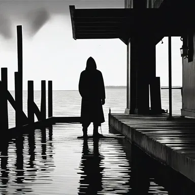 As the ship began to undock from the abandoned dock, they noticed a strange dark figure lurking in the shadows.