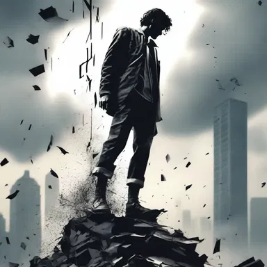 In the tragic novel, the protagonist falls from a great height and refractures his leg, symbolizing the recurring theme of his shattered dreams.