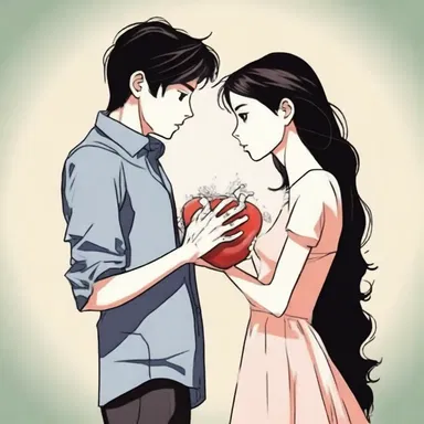 In the love story, the heroine's heart breaks as she learns that her lover may refracture the bone that once brought them together, symbolizing the fragility of their relationship.