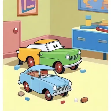 In the episode, the cartoon character accidentally refractures a toy car while playing.