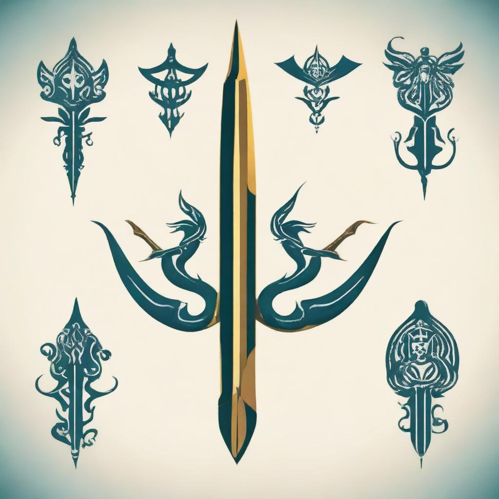 Create a logo incorporating elements of the Atlantic Ocean, mythical Sirens, and Poseidon's primary weapon, a trident.