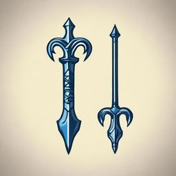 Design a detailed logo featuring Poseidon's weapon, a trident.