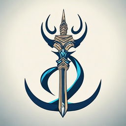 Design a detailed logo featuring Poseidon's weapon, a trident.