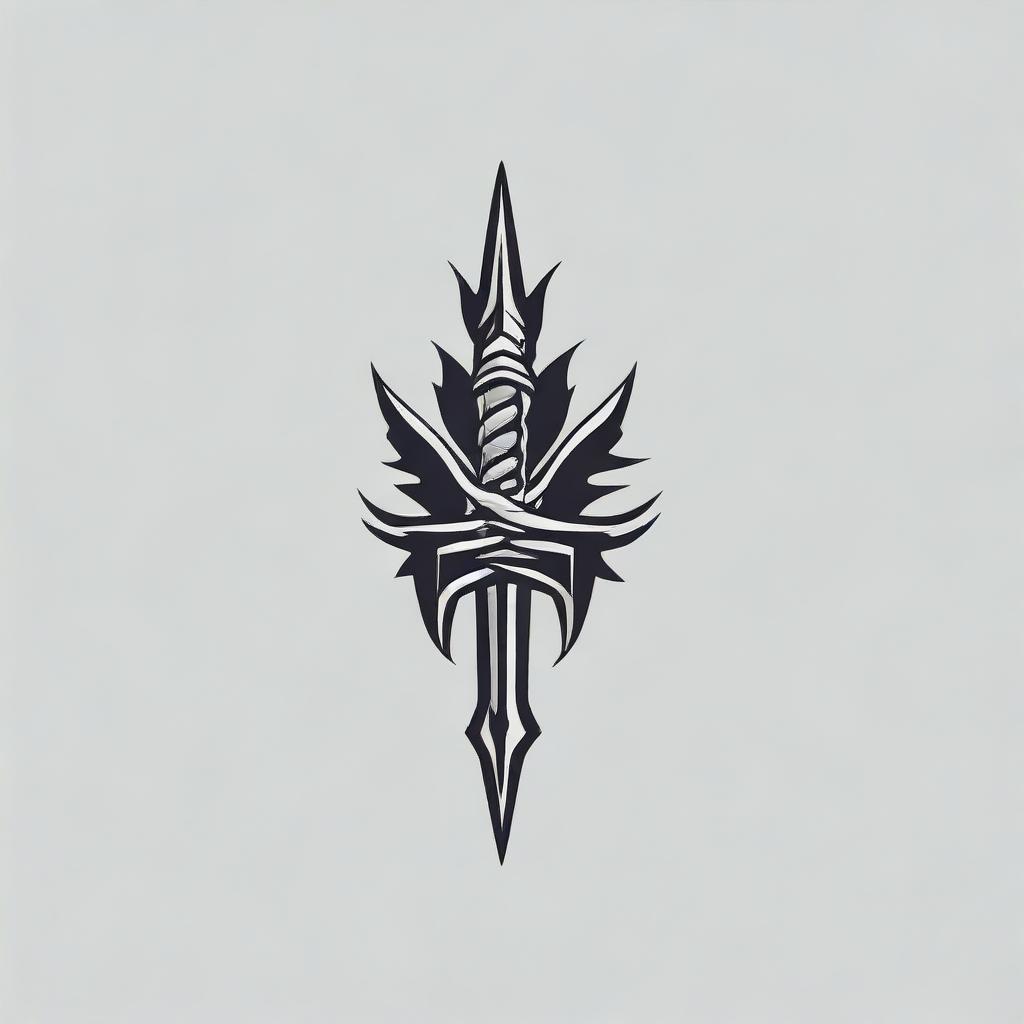 Design a detailed logo of a three-spiked spear, a trident, symbolizing Poseidon.