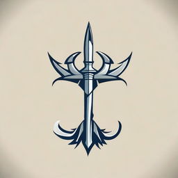 Design a detailed logo of a three-spiked spear, a trident, symbolizing Poseidon.